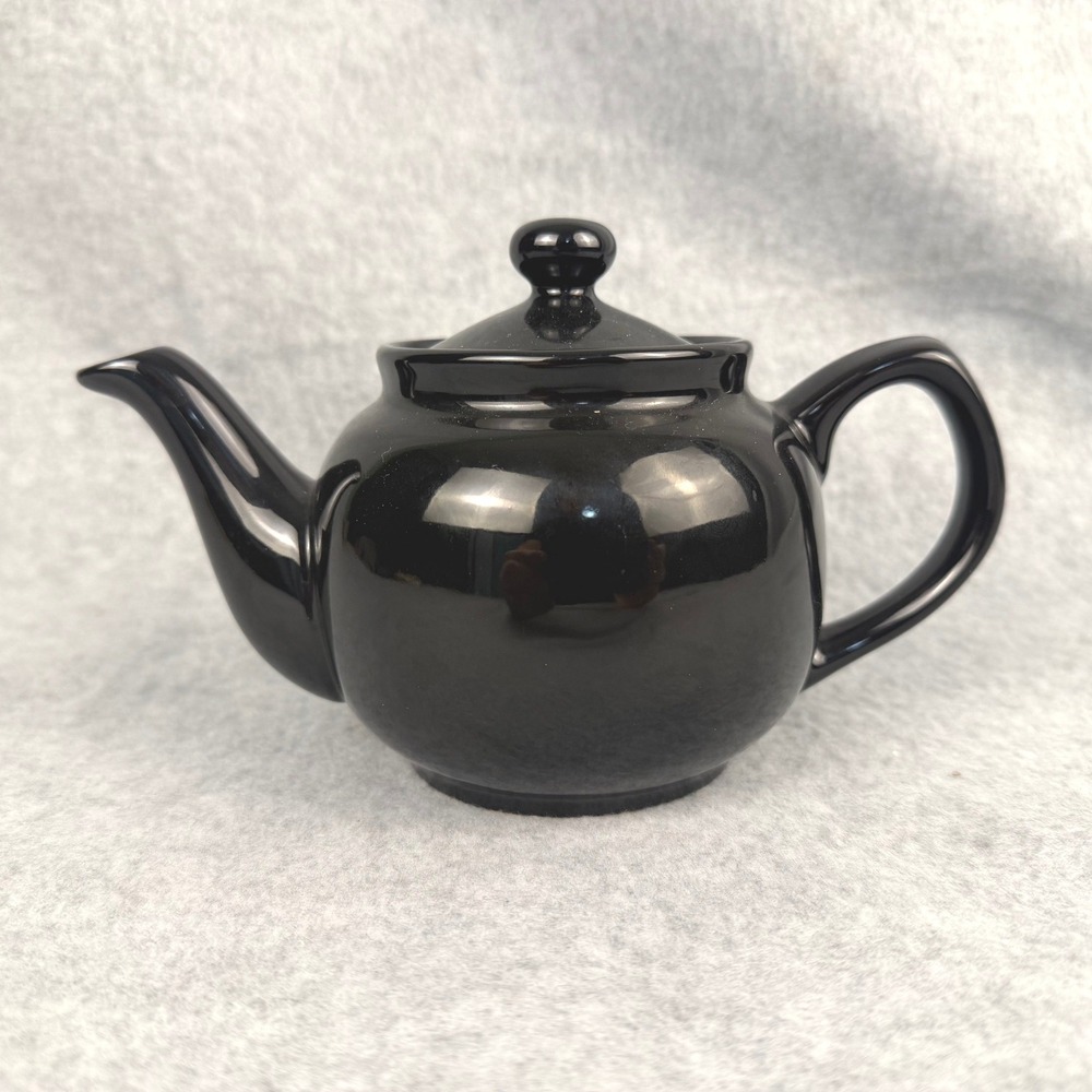 Old Amsterdam Porcelain Works 2 cup Teapot Black Glossy Ceramic Tea Pot Modern